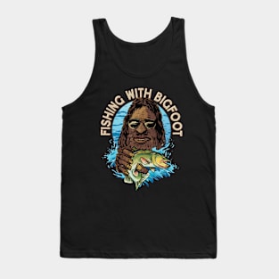 Day of Fishing with Bigfoot - Fisherman Graphic Tank Top